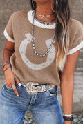 Horse Shoe Short Sleeve Sweater